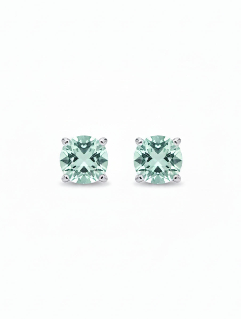 Classic Cushion-Cut Natural Aquamarine Studs in Sterling Silver