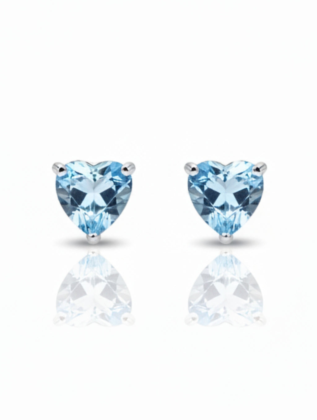 Pietra Blue Topaz Heart Studs 925 Sterling Silver Earrings For Women