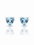 Pietra Blue Topaz Heart Studs 925 Sterling Silver Earrings For Women