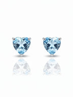 Pietra Blue Topaz Heart Studs 925 Sterling Silver Earrings For Women