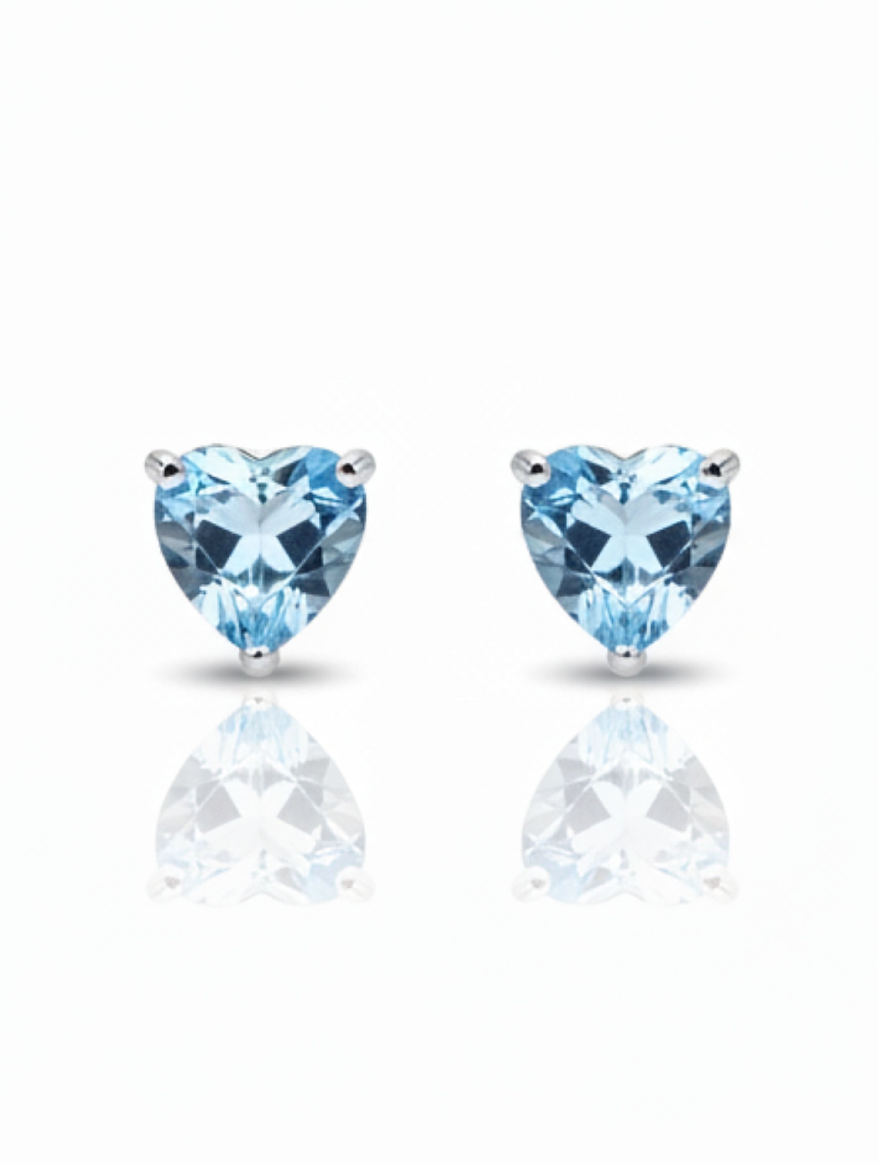 Pietra Blue Topaz Heart Studs 925 Sterling Silver Earrings For Women