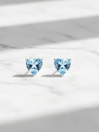 Pietra Blue Topaz Heart Studs 925 Sterling Silver Earrings For Women