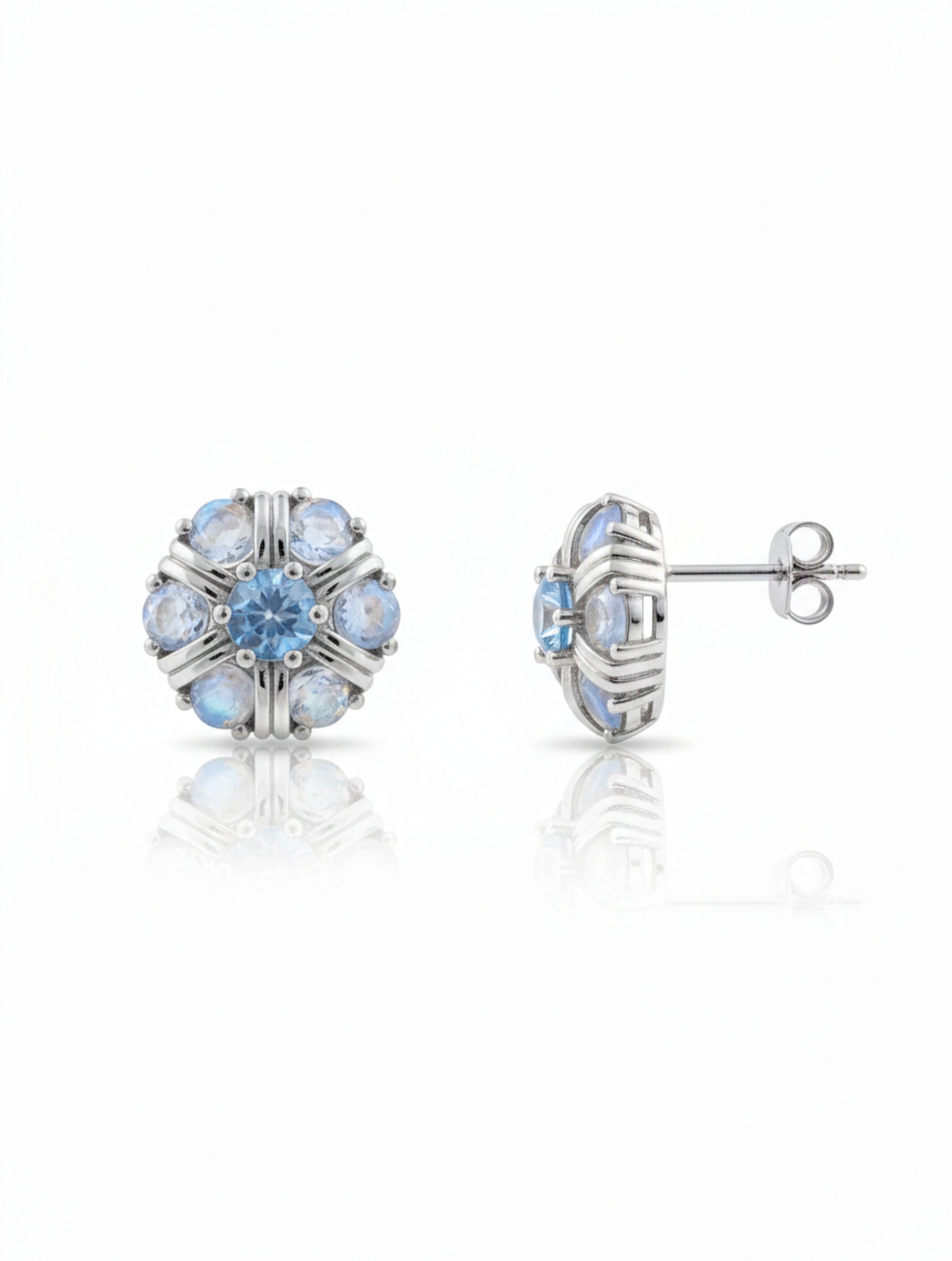 Pietra Moonstone Studs Earrings 925 Sterling Silver  For Women