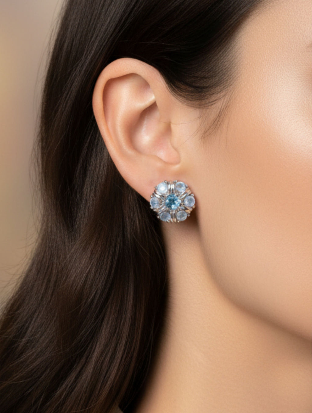 Pietra Moonstone Studs Earrings 925 Sterling Silver  For Women