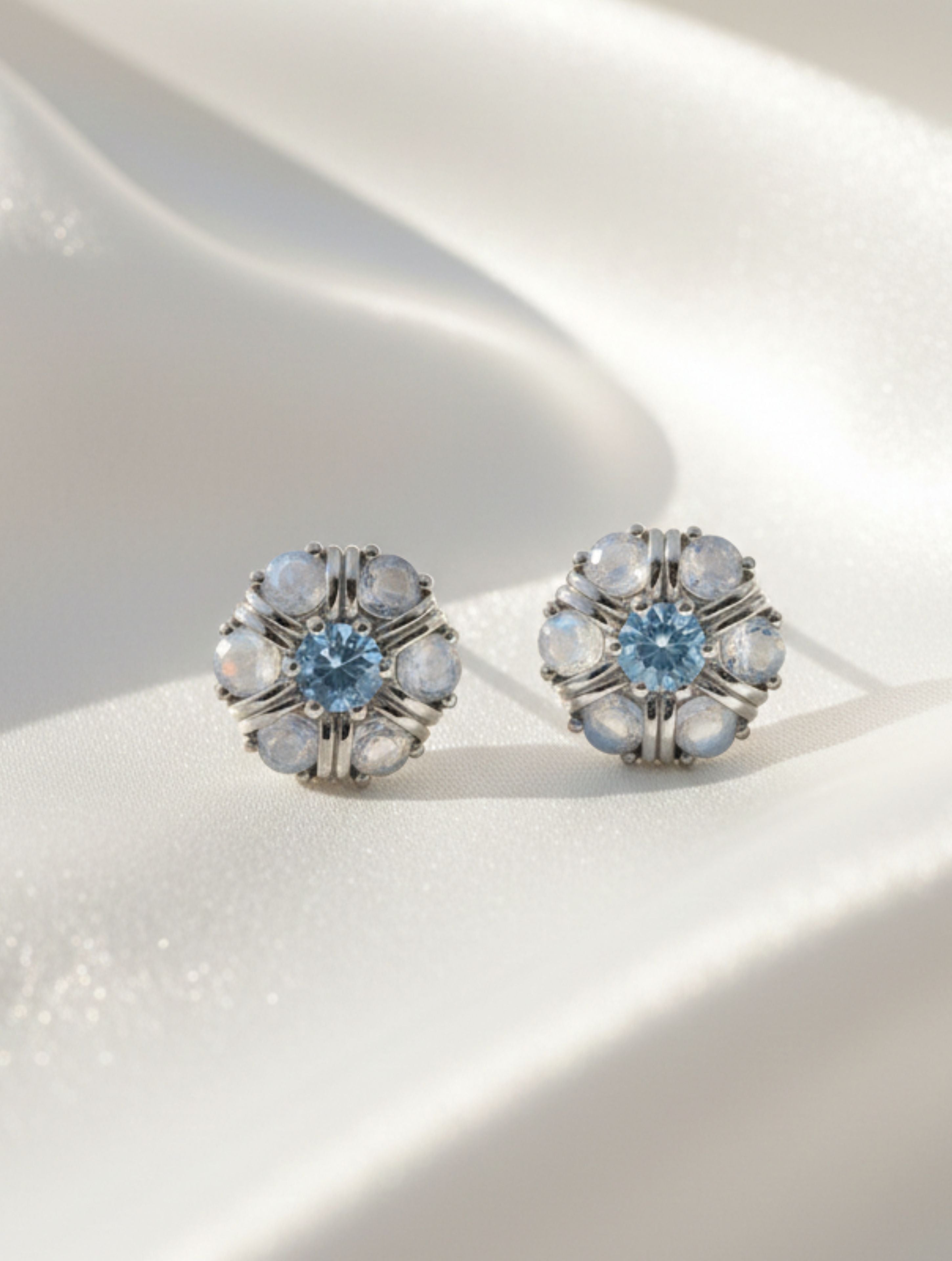 Pietra Moonstone Studs Earrings 925 Sterling Silver  For Women