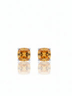 925 Silver Pietra Citrine Cushion Studs Earrings For Women