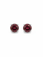 Pietra Garnet Rhodium Round Studs Earrings 925 Sterling Silver For Women