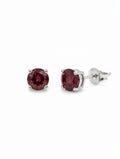 Pietra Garnet Rhodium Round Studs Earrings 925 Sterling Silver For Women