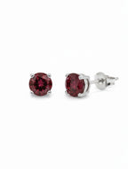 Pietra Garnet Rhodium Round Studs Earrings 925 Sterling Silver For Women