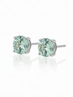 Natural Green Amethyst Stud Earrings in 925 Sterling Silver