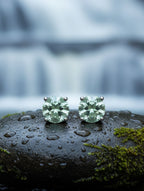 Natural Green Amethyst Stud Earrings in 925 Sterling Silver