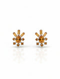 Radiant Sunburst Natural Citrine Stud Earrings in 925 Sterling Silver