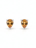 Pear-Cut Natural Citrine Stud Earrings in 925 Sterling Silver