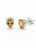 Pear-Cut Natural Citrine Stud Earrings in 925 Sterling Silver