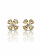 Rhodium Pear-Shaped Citrine Pietra 925 Sterling Silver Studs Earrings For Women