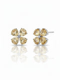 Rhodium Pear-Shaped Citrine Pietra 925 Sterling Silver Studs Earrings For Women
