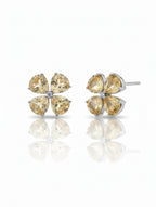 Rhodium Pear-Shaped Citrine Pietra 925 Sterling Silver Studs Earrings For Women