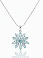 Rhodium Pear and Marquise Blue Topaz Pietra 925 Sterling Silver Pendant For Women