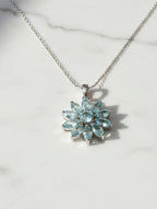 Rhodium Pear and Marquise Blue Topaz Pietra 925 Sterling Silver Pendant For Women