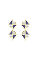 Midnight Blue Zig-Zag Stud Earrings – Gold Plated 925 Sterling Silver