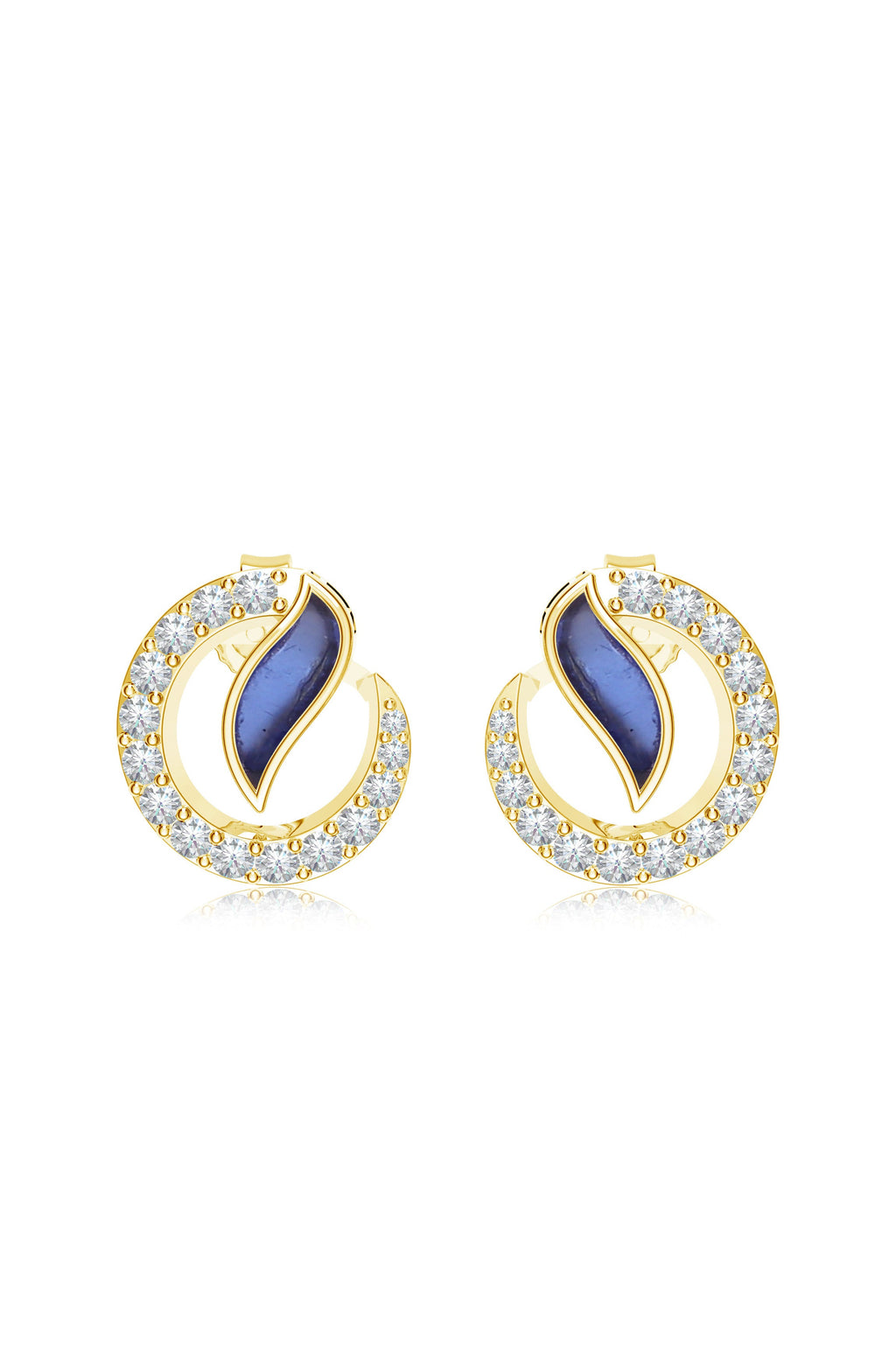 Celestial Wave Moissanite & Blue Talph Halo Stud Earrings | 925 Sterling Silver