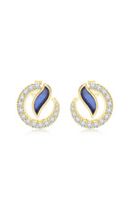 Celestial Wave Moissanite & Blue Talph Halo Stud Earrings | 925 Sterling Silver