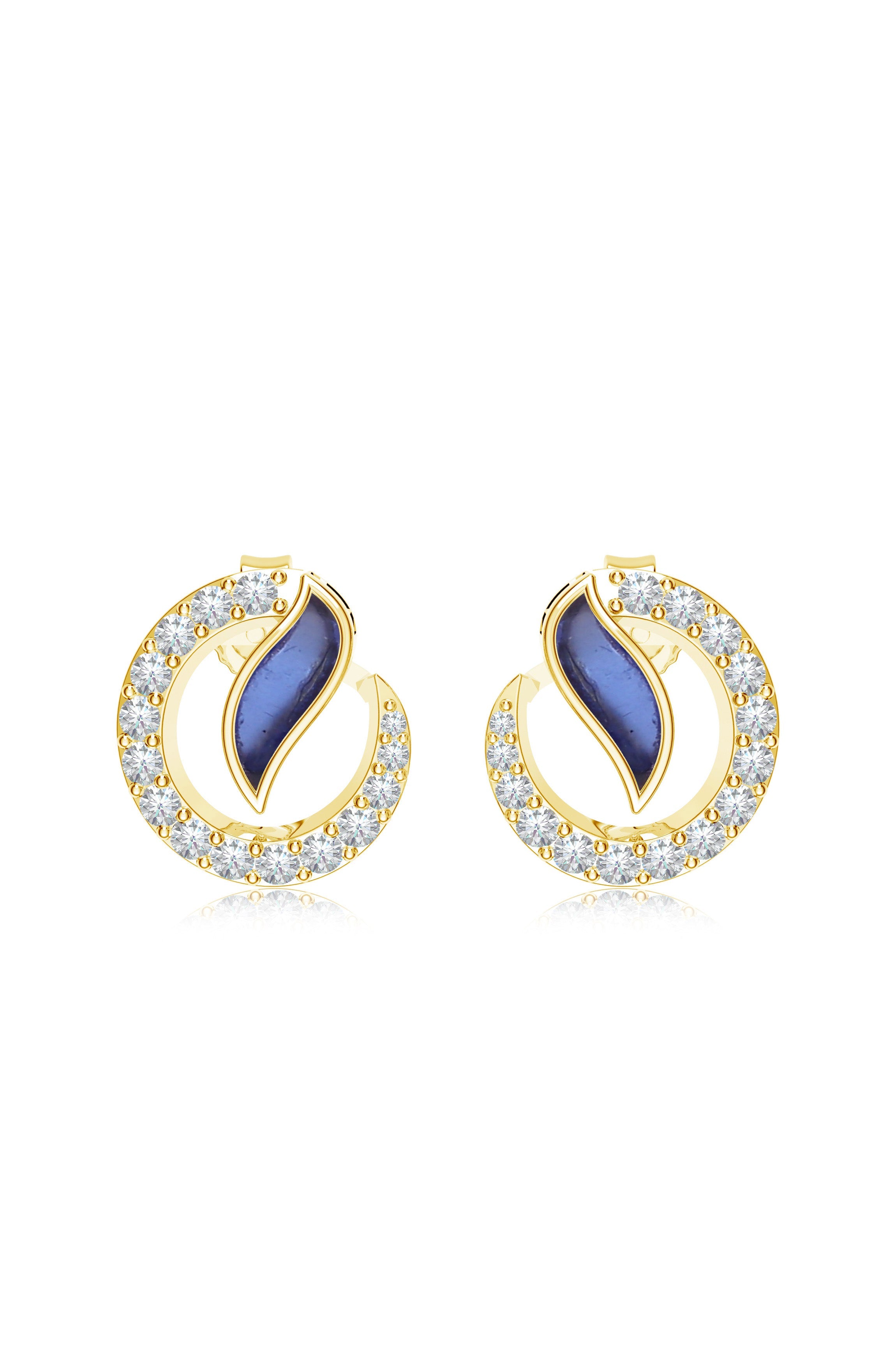 Celestial Wave Moissanite & Blue Talph Halo Stud Earrings | 925 Sterling Silver