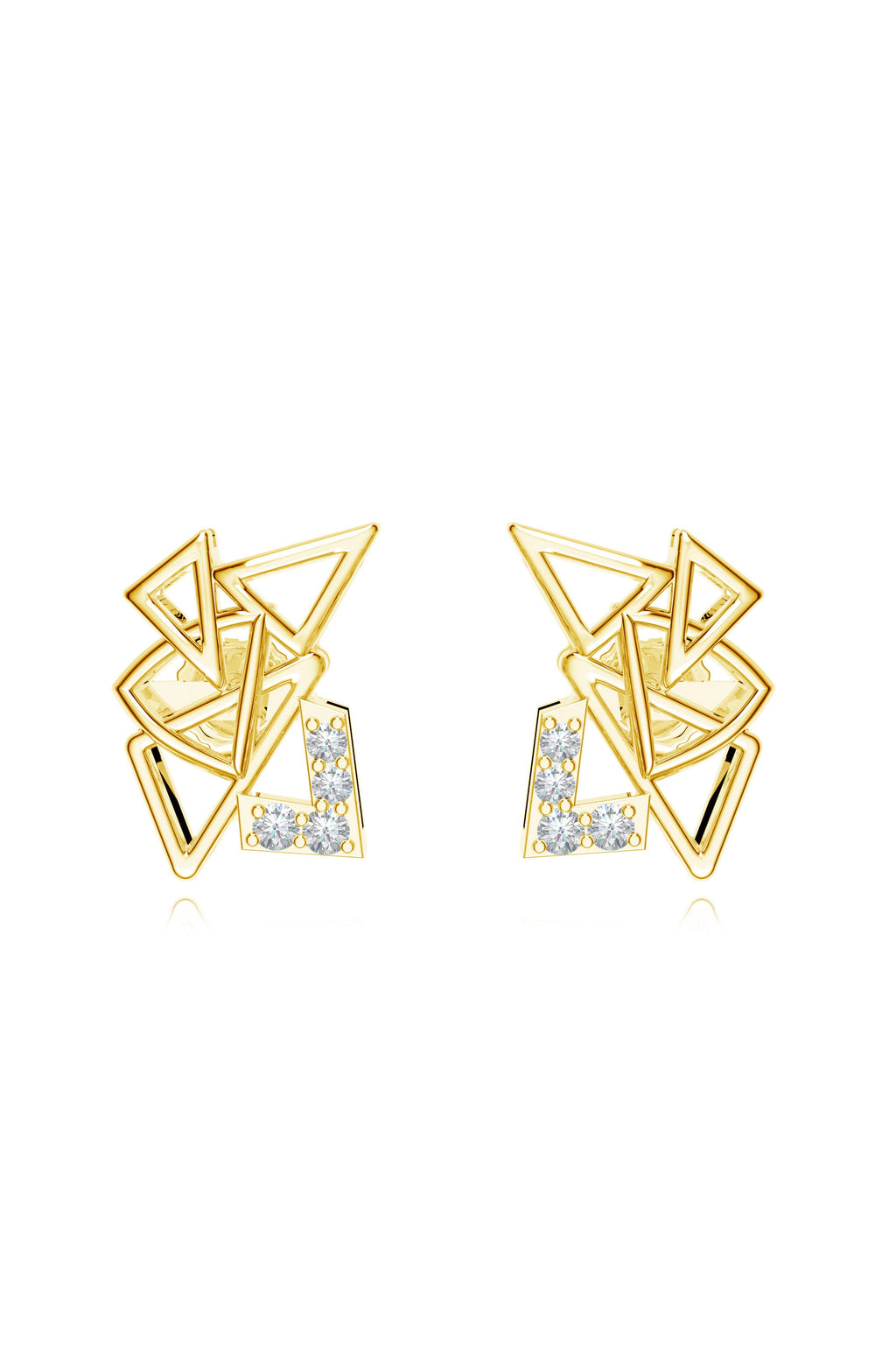 Geometric Moissanite Stud Earrings in 925 Sterling Silver