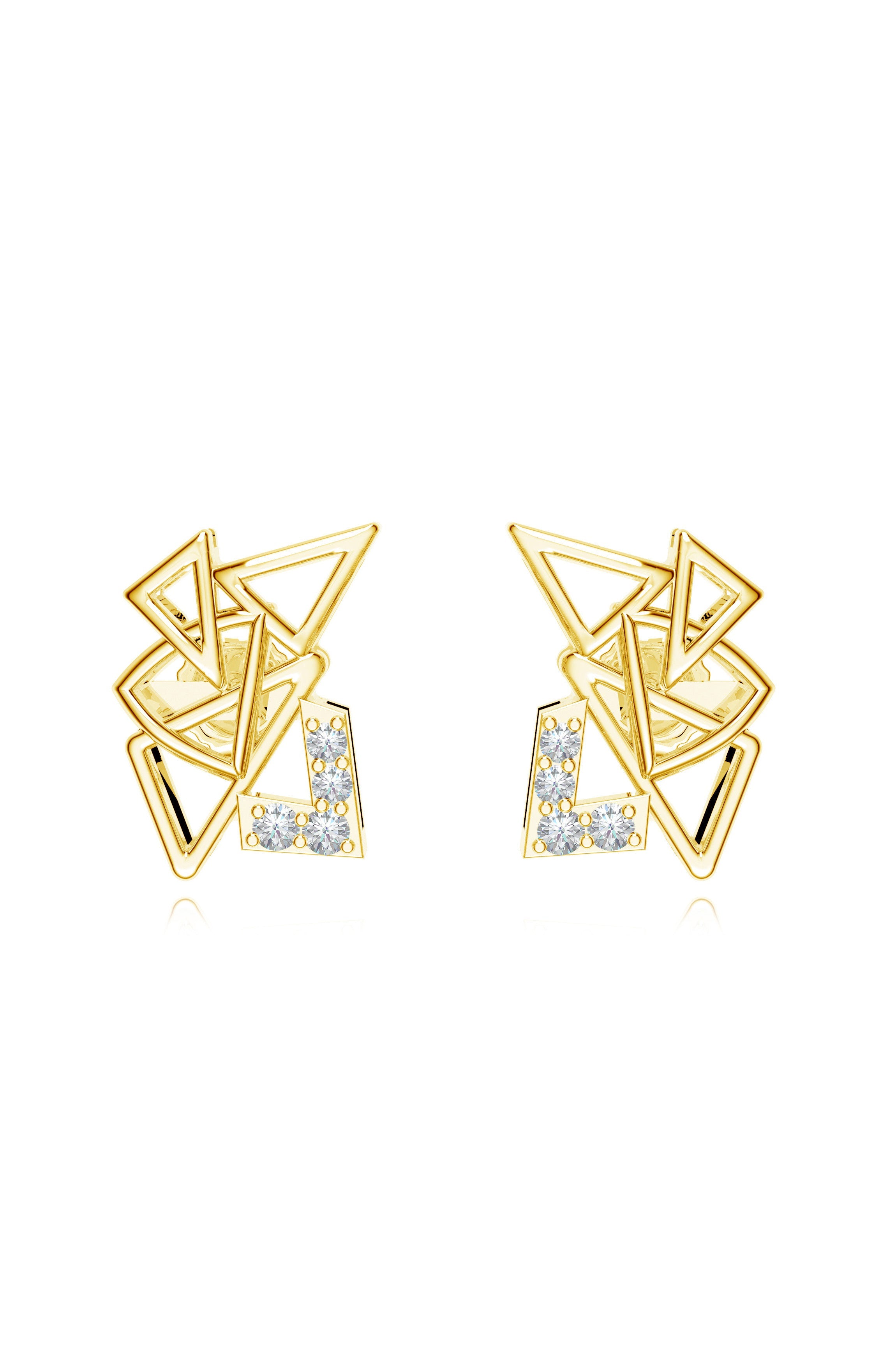 Geometric Moissanite Stud Earrings in 925 Sterling Silver