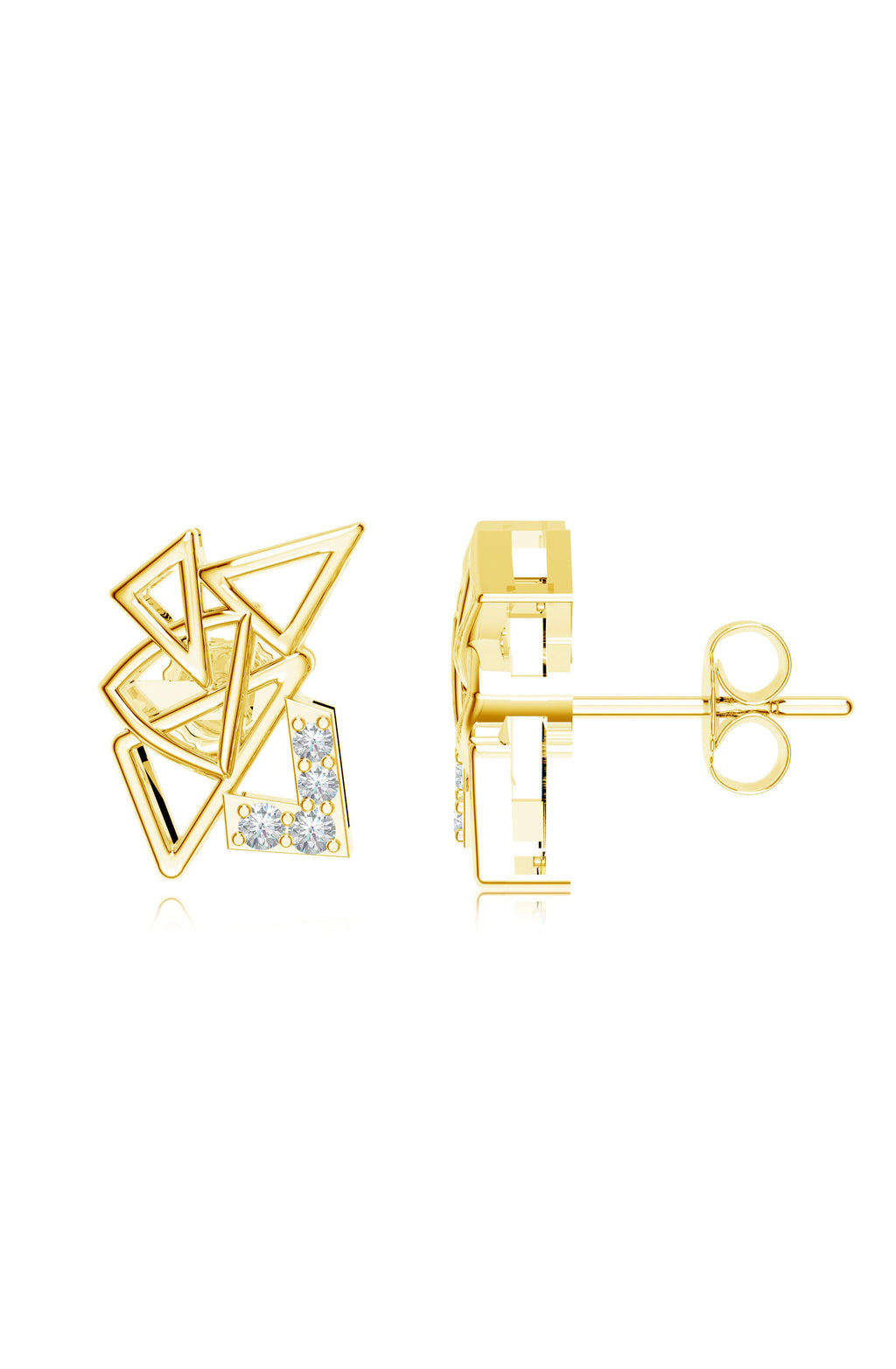 Geometric Moissanite Stud Earrings in 925 Sterling Silver