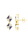 Midnight Blue Zig-Zag Stud Earrings – Gold Plated 925 Sterling Silver
