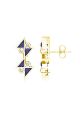 Midnight Blue Zig-Zag Stud Earrings – Gold Plated 925 Sterling Silver